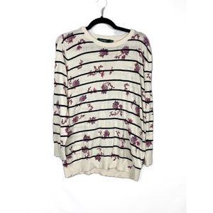 ❗️SOLD❗️Lauren Ralph Lauren floral striped sweater size XL